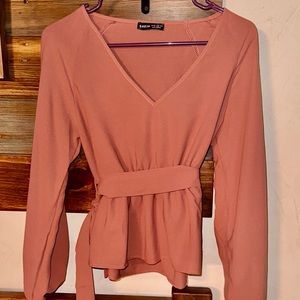 XS Shein Pink Chiffon Peplum Top NWOT